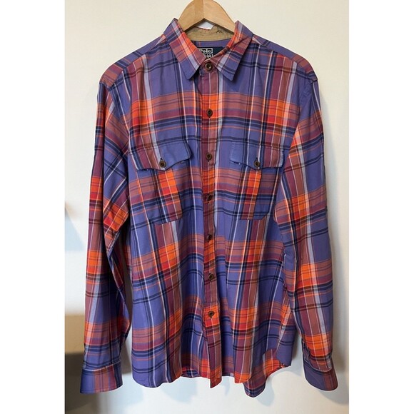 Vintage Polo Ralph Lauren Purple Orange Plaid Button Down Shirt Size XL - Picture 1 of 9